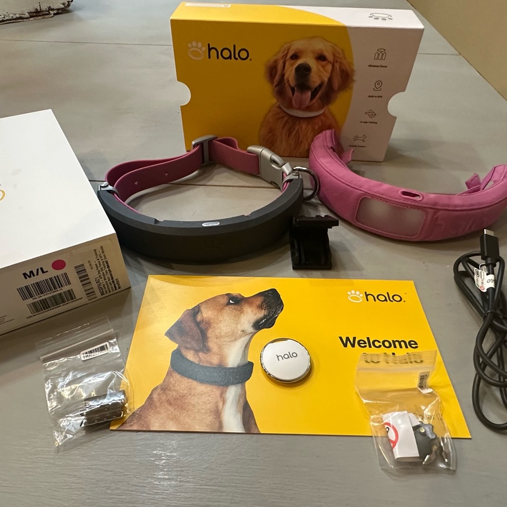 Halo 3 Smart Dog Collar – GPS Wireless Fence & Training– M/L Orchid + Graphite